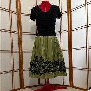 SL Fashions Green and Black Party Dress Timeless Elegance